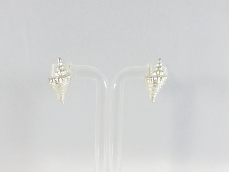 Silver Conch Shell Earrings, 925 Nautical Jewelry, Dimensional Sea Jewelry, 18mm