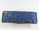 Women's Royal Blue Floral Brocade Eyeglass Case with Gold Metallic Thread Velcro Closure glasses pouch fabric jacquard