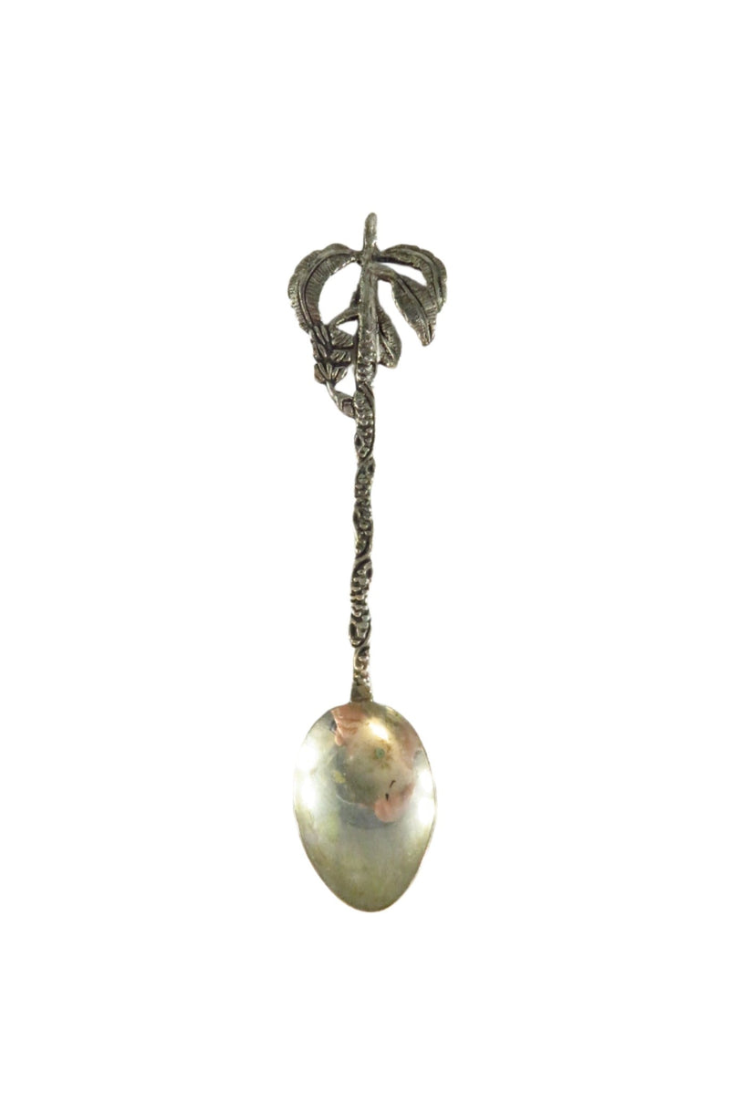 Banana Tree Design 833 Silver Brazilian Demitasse Coffee Baby Diminutive Spoon — Silver • Diamond — front view
