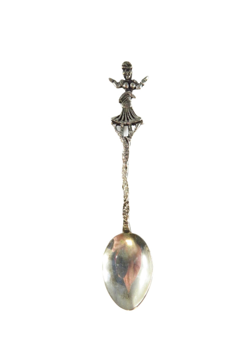Dancing Woman Design 833 Silver Brazilian Demitasse Coffee Baby Diminutive Spoon — Silver • Diamond — front view