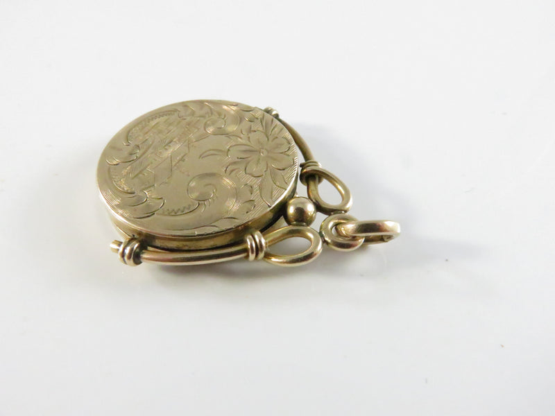 Wightman Hough Photo Locket FOB, Antique Gold Fill Locket, Village Scene, WH & Co Mark, 26mm