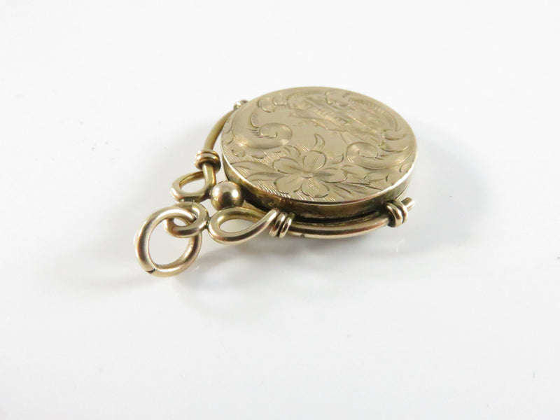 Wightman Hough Photo Locket FOB, Antique Gold Fill Locket, Village Scene, WH & Co Mark, 26mm