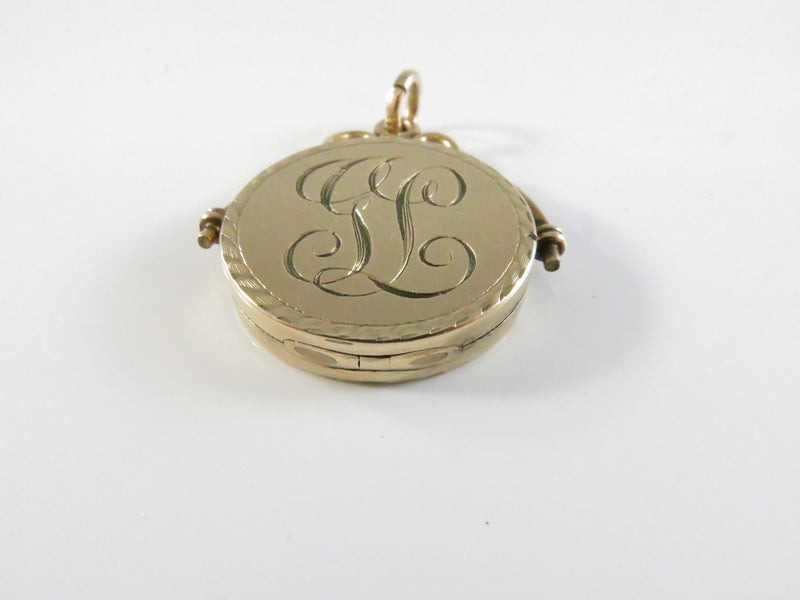 Wightman Hough Photo Locket FOB, Antique Gold Fill Locket, Village Scene, WH & Co Mark, 26mm