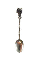 Grape Cluster Design 833 Silver Brazilian Demitasse Coffee Baby Diminutive Spoon — Silver • Diamond — front view