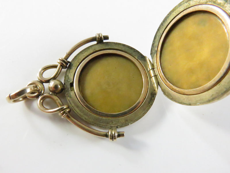 Wightman Hough Photo Locket FOB, Antique Gold Fill Locket, Village Scene, WH & Co Mark, 26mm