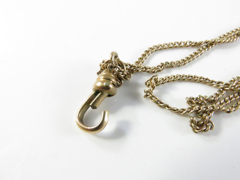 Gold Filled Watch Slide Necklace, Victorian Chain, H.F. Barrows Clasp, Seed Pearl Loss, 49"