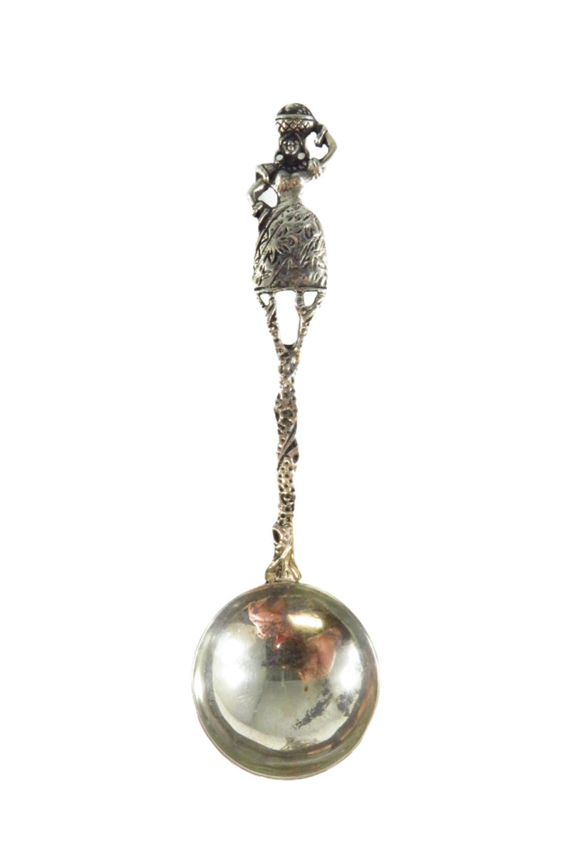 Brazilian Woman Design 833 Silver Brazilian Sugar Ladle Spoon — Silver • Diamond — front view