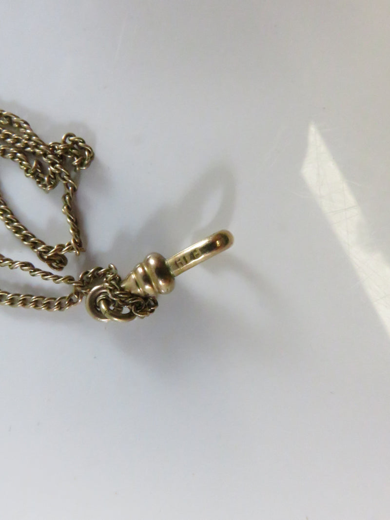 Gold Filled Watch Slide Necklace, Victorian Chain, H.F. Barrows Clasp, Seed Pearl Loss, 49"