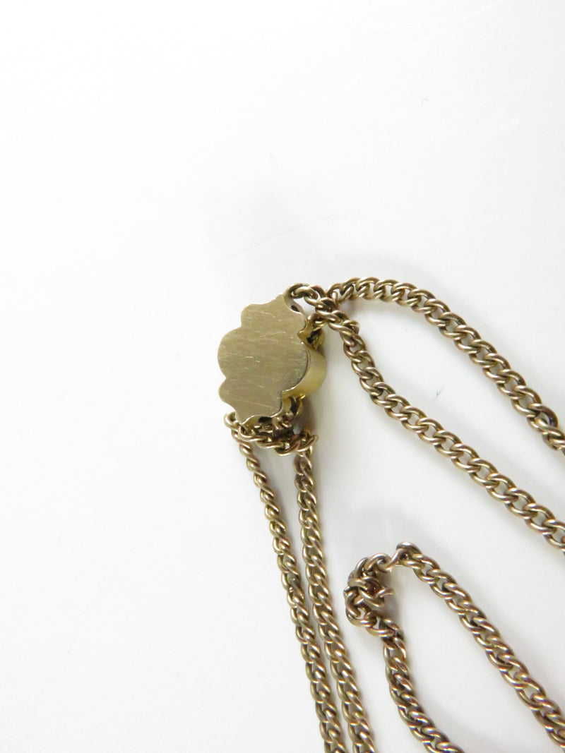 Gold Filled Watch Slide Necklace, Victorian Chain, H.F. Barrows Clasp, Seed Pearl Loss, 49"