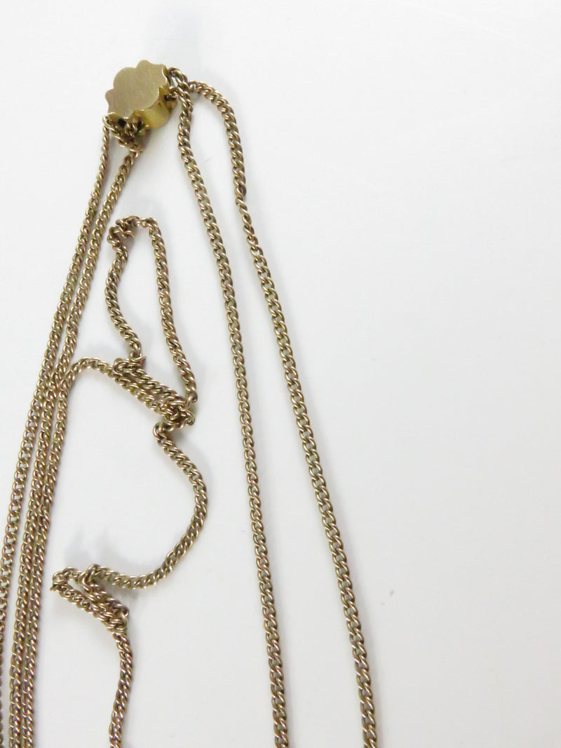 Gold Filled Watch Slide Necklace, Victorian Chain, H.F. Barrows Clasp, Seed Pearl Loss, 49"