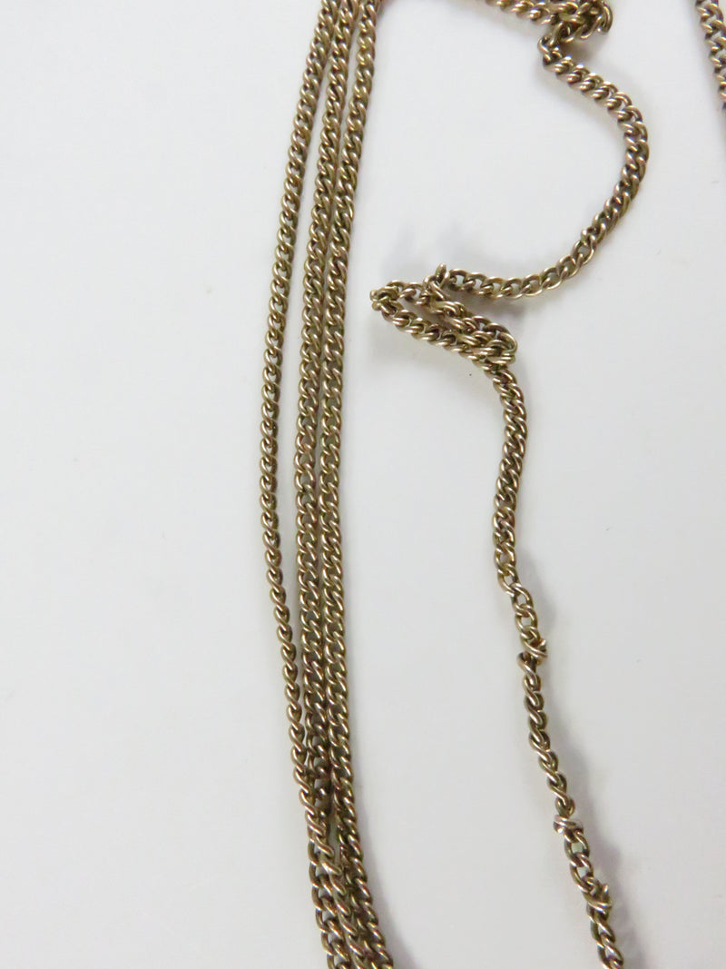 Gold Filled Watch Slide Necklace, Victorian Chain, H.F. Barrows Clasp, Seed Pearl Loss, 49"