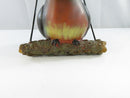 Vintage Singing American Robin Bird Figurine on Faux Bark Perch with Metal Hanging Loop battery operated chirping