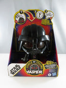 Front view of Hasbro Star Wars Force N' Telling Vader Darth Vader figure in retail display box with illuminated red eyes
