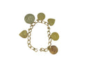 Engraved Disc Charm Bracelet, 12K Gold Filled Chain, Vintage Heart & Zodiac Charms, 7" — Gold — front view