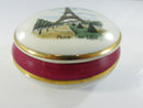 Vintage Limoges France Eiffel Tower Paris Porcelain Covered Trinket Box Burgundy Gold Gilt Veritable Porcelaine d'Art
