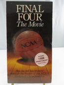Back of factory-sealed Final Four: The Movie VHS slipcover with NCAA tournament history text, Lawrence Miller credit, and JCI Video logo