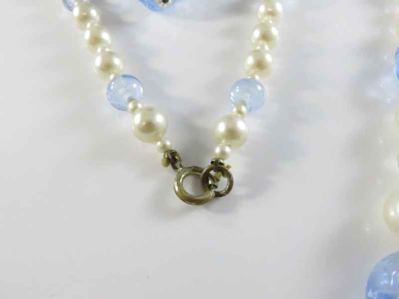 Blue Glass Bead Estate Necklace, 27.5" Vintage Style