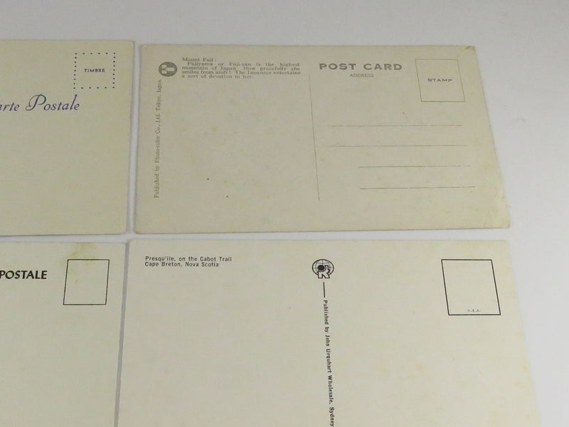 Grouping of Vintage Unused Travel Postcards Canada, US, Japan