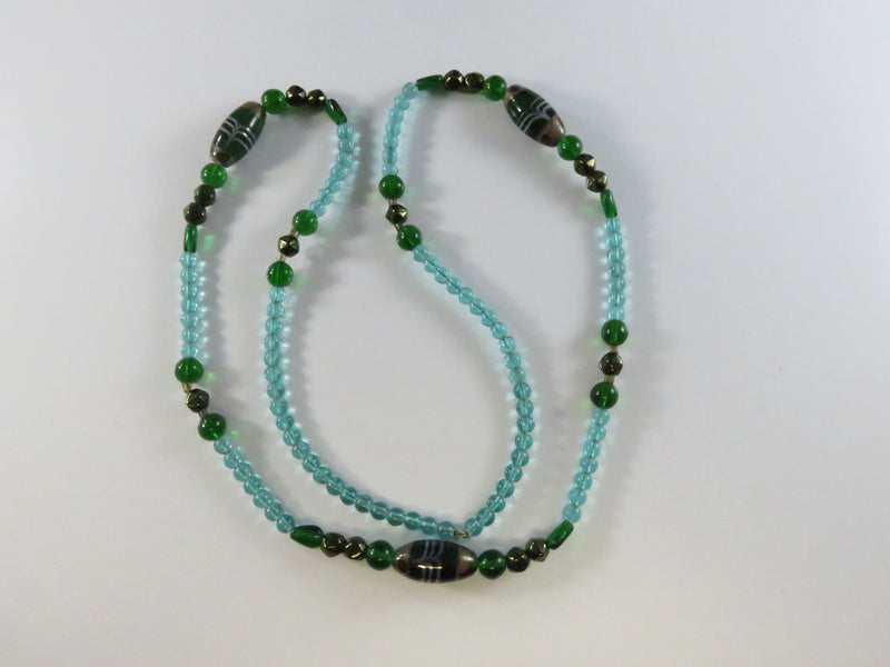 Vintage Murano Style Glass Bead Necklace, 28.5" Strung