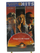 Front of factory-sealed Warner Bros. Hits Tequila Sunrise VHS slipcover with Mel Gibson, Michelle Pfeiffer, and Kurt Russell