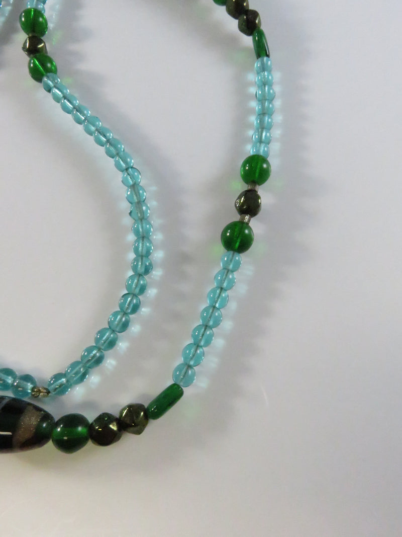 Vintage Murano Style Glass Bead Necklace, 28.5" Strung