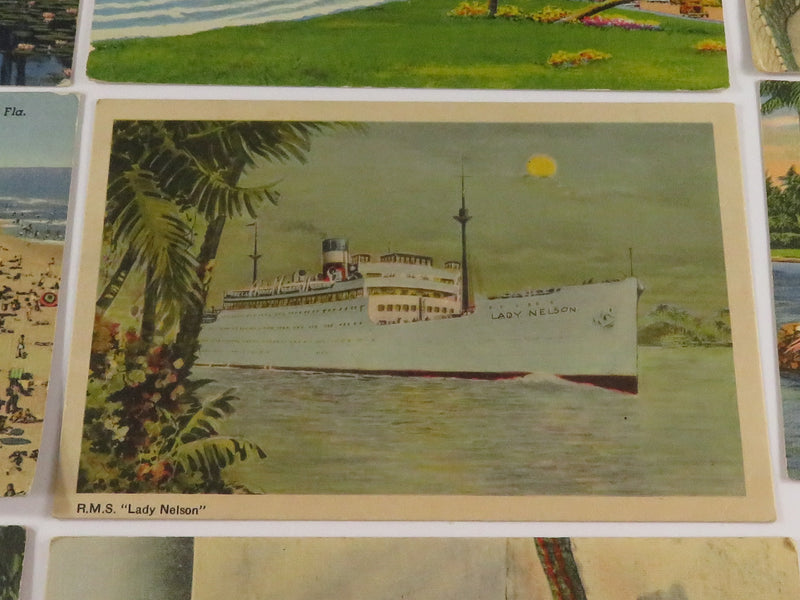 Grouping of c1940's Unused Travel Postcards Wilmington NC, Miami FL, Etc