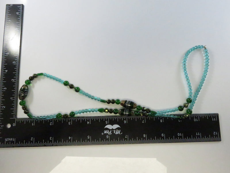 Vintage Murano Style Glass Bead Necklace, 28.5" Strung