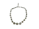 Vintage 1950's Faceted Smokey Crystal Glass Bead Choker Necklace, 14" — Silver — front view