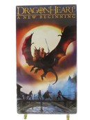 Front cover of factory sealed Dragonheart: A New Beginning VHS slipcover with dragon and sword scene