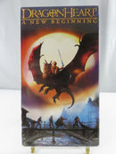 Back cover of Dragonheart: A New Beginning VHS slipcover showing film synopsis, UPC barcode, cast imagery, and Universal logo