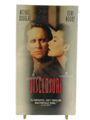 Front of factory sealed Disclosure VHS slipcover with Michael Douglas and Demi Moore cover art
