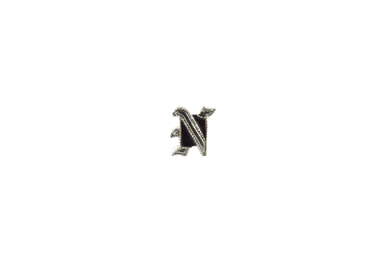 Letter N Ring Insert for Signet Monogram Rings Hardstone Ring Letter N 5.97mmmm — Silver — front view