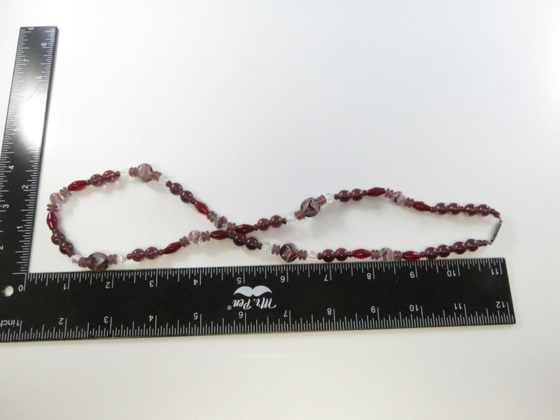 Vintage 1970s Amethyst Glass Bead Necklace, 24 Inch, Restring Needed