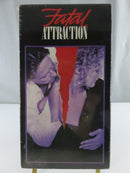Back of factory-sealed Fatal Attraction VHS slipcover showing film credits, synopsis, R rating, and Paramount logo