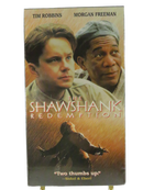 Front of The Shawshank Redemption VHS slipcover with Tim Robbins and Morgan Freeman artwork
