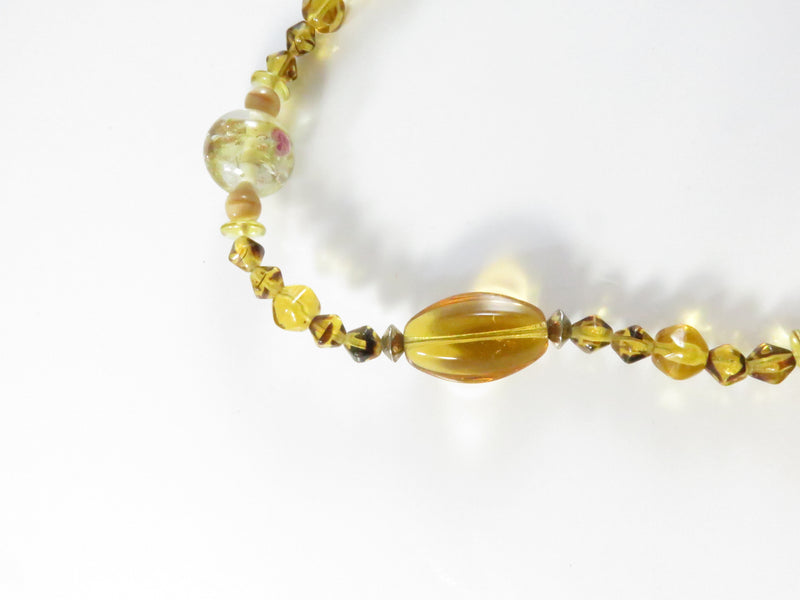 intage 1970s Honey Amber Glass Bead Necklace, 24.5 Inch, Restring