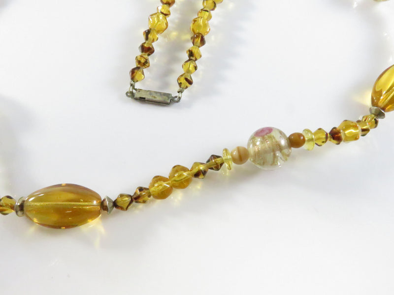 intage 1970s Honey Amber Glass Bead Necklace, 24.5 Inch, Restring