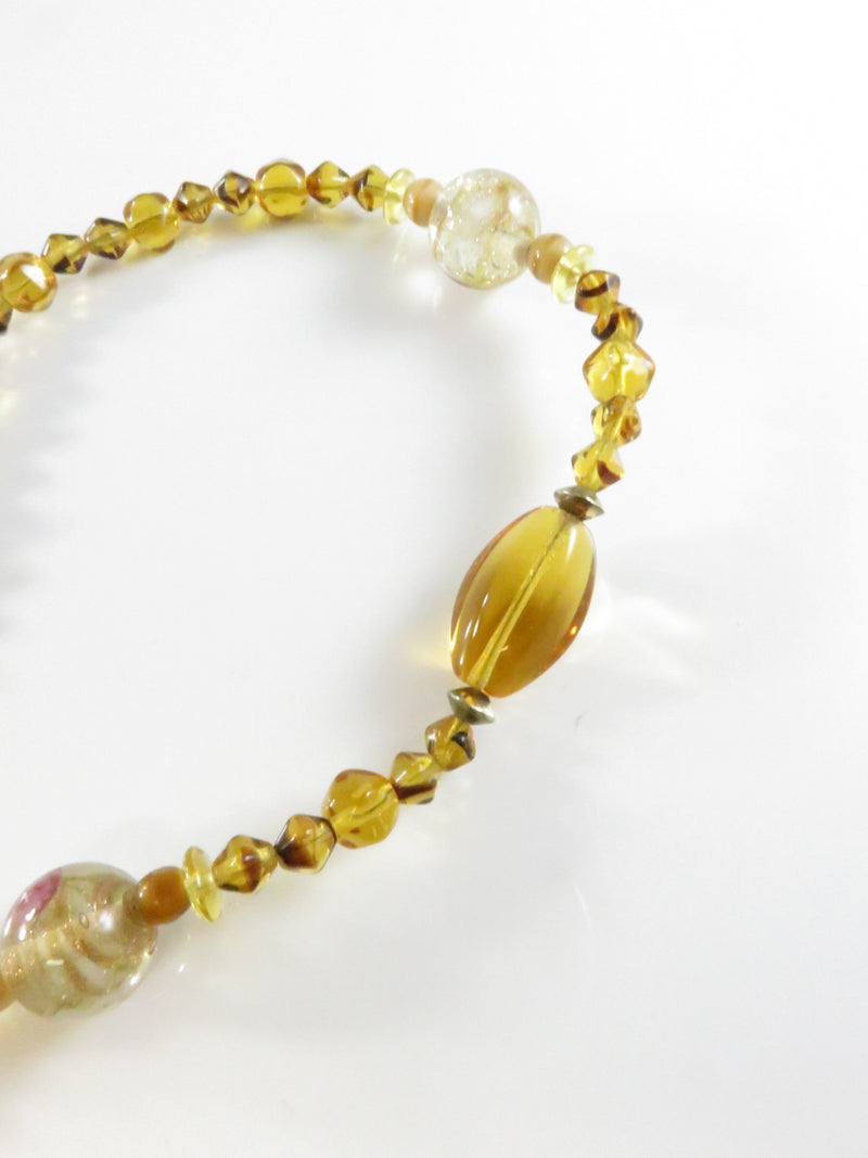 intage 1970s Honey Amber Glass Bead Necklace, 24.5 Inch, Restring