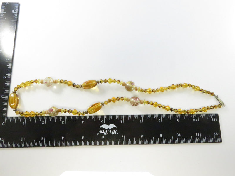 intage 1970s Honey Amber Glass Bead Necklace, 24.5 Inch, Restring