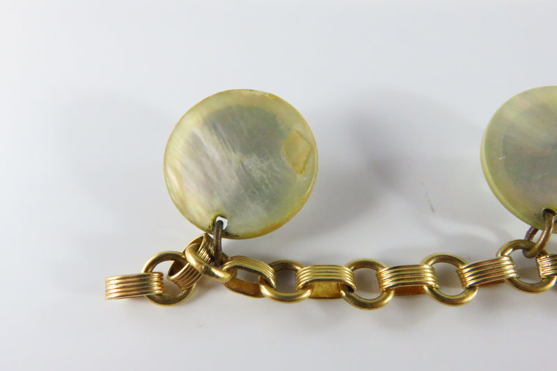 Gold Filled Reverse Painted Bubble Glass Charm Bracelet Rolo Chain Style 7"