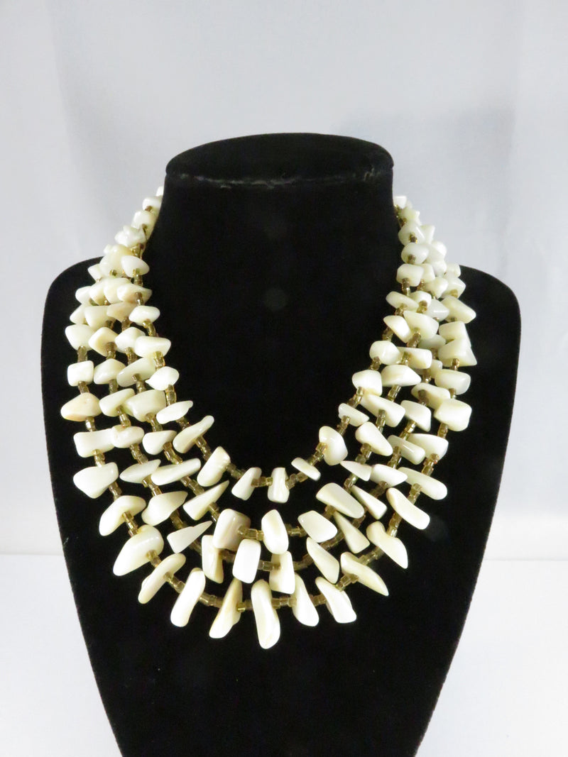 Vintage c1950s Polished Shell Choker Necklace, 4 Strand, 15.5 Inch