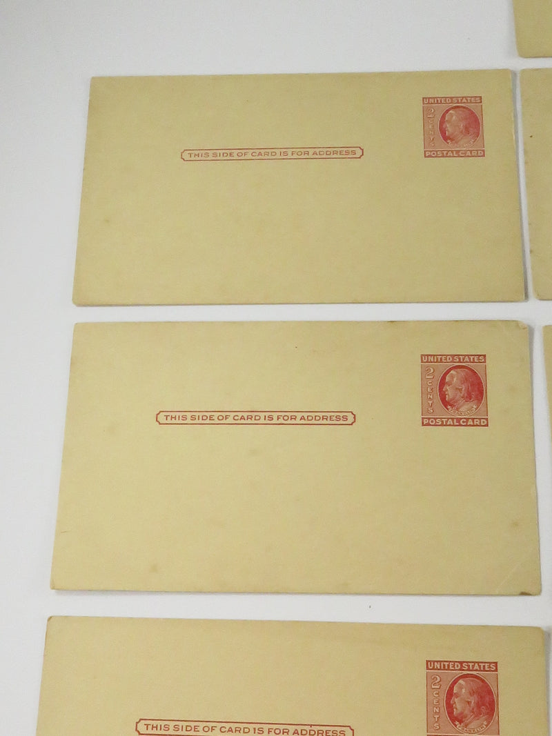 Grouping of Ten Unused United States Postal Cards Benjamin Franklin 2 Cents