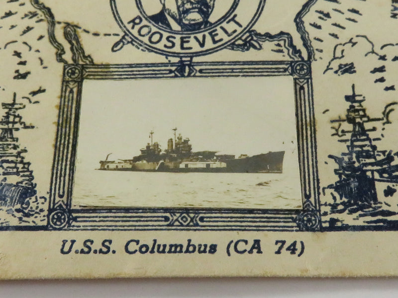 Navy Day Oct 27 1946 Theodore Roosevelt Real Photo USS Columbus CA 74 Envelope