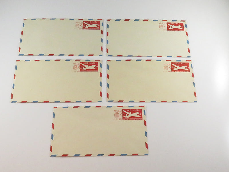 Grouping 5 x 5 Cent Air Mail Revalue Plus 2 x 1 Cent U.S. Post Card