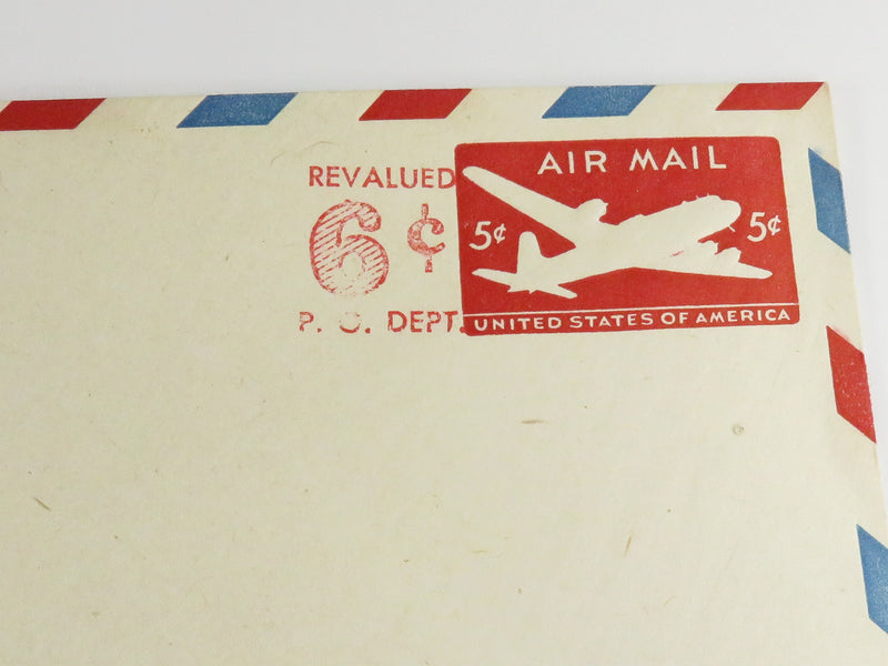 Grouping 5 x 5 Cent Air Mail Revalue Plus 2 x 1 Cent U.S. Post Card