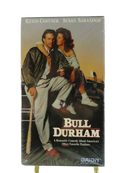 Back of Bull Durham Orion Home Video VHS slipcover showing film text, cast credits, features, and UPC barcode