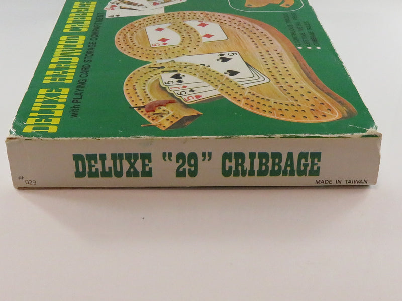 Vintage c1970 Deluxe Hardwood Cribbage Board Game 3 Person in Box