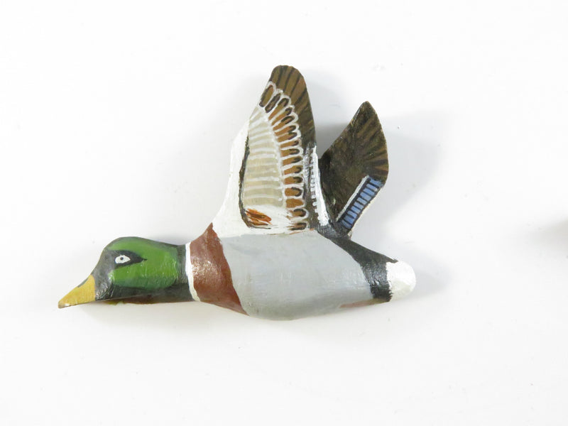 Artisan Mallard Duck Tie Bar, Carved Wood, Painted Bird, 2 1/8", Repair Project