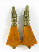 Art Deco Bakelite Brass Drawer Pulls Pair 1920s Vintage Catalin Handles Antique Hardware Depression Era Butterscotch