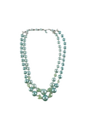 Vintage 1960s Light Green Crystal & Faux Pearl Choker Necklace, 15" — Pearl — front view